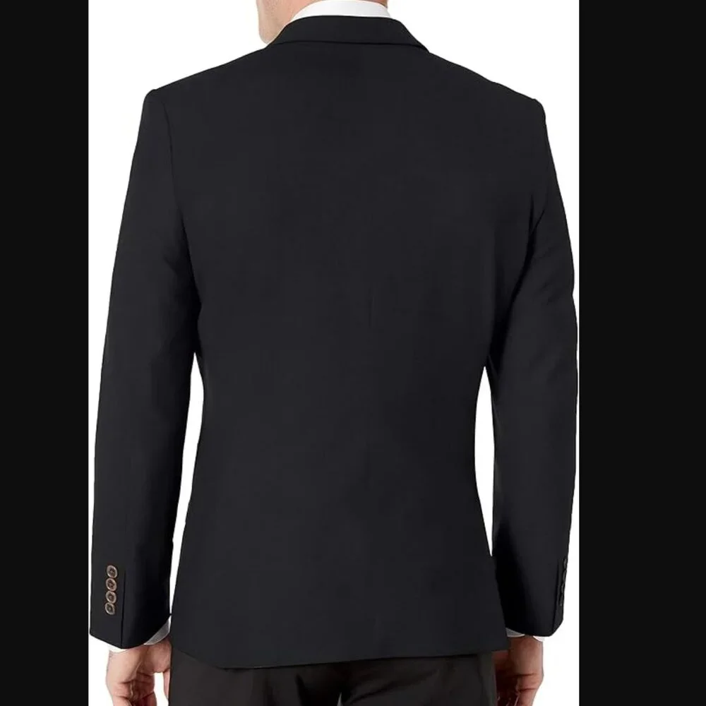 NWT (50) Black Long-Sleeve Button-Front Slim-Fit Stretch Blazer